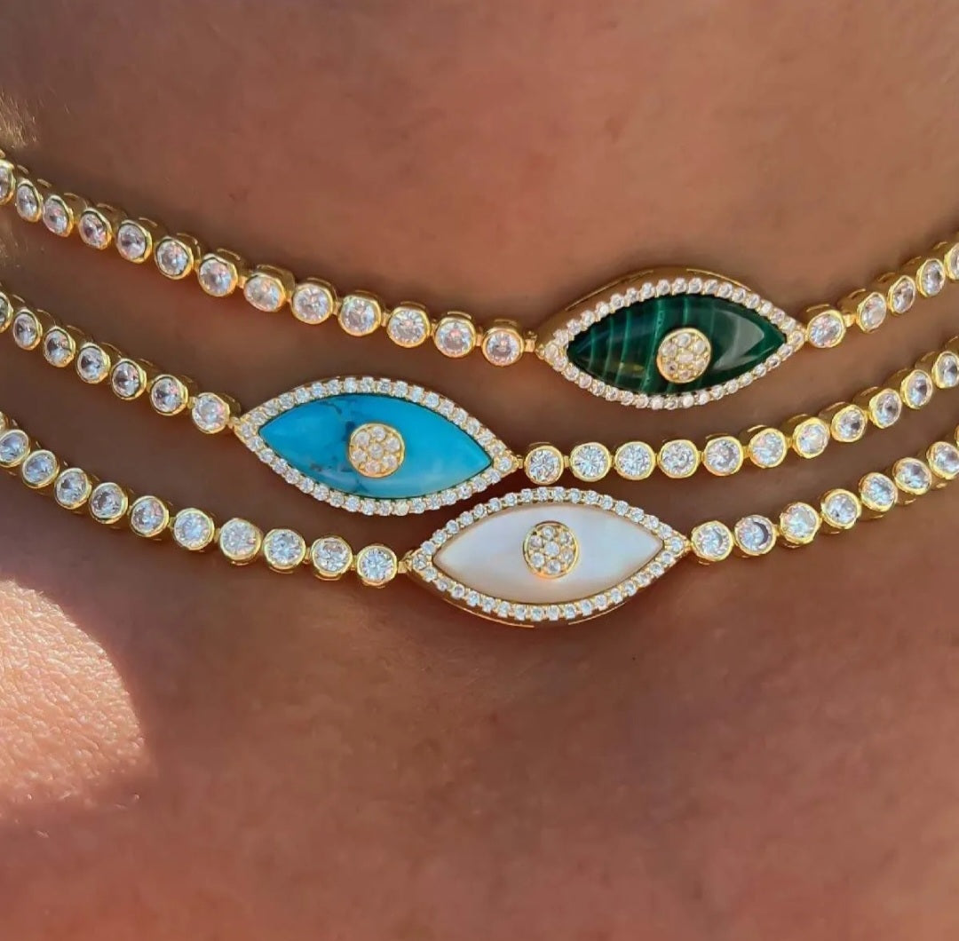 Zircon Opal Eye Pendant Necklace