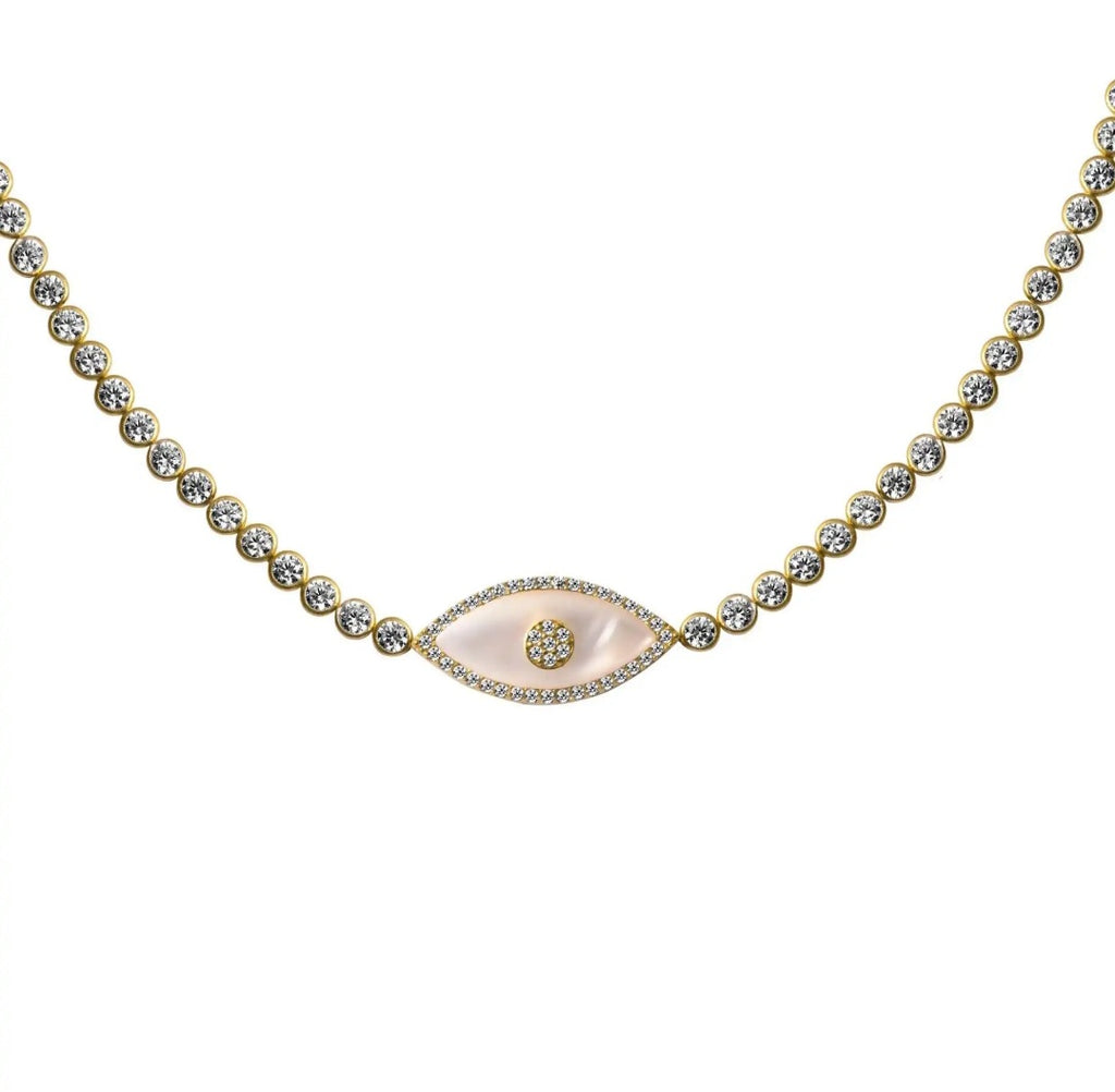 Zircon Opal Eye Pendant Necklace