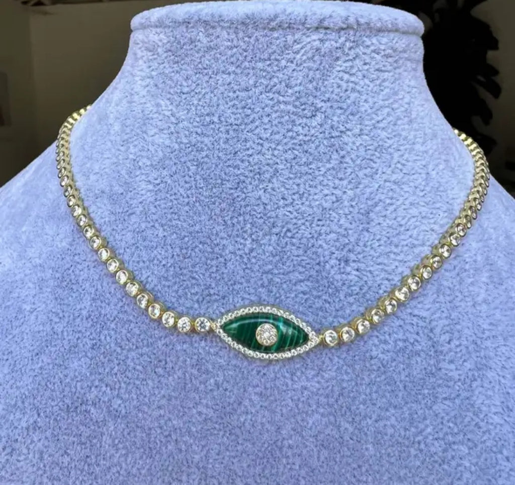 Zircon Opal Eye Pendant Necklace